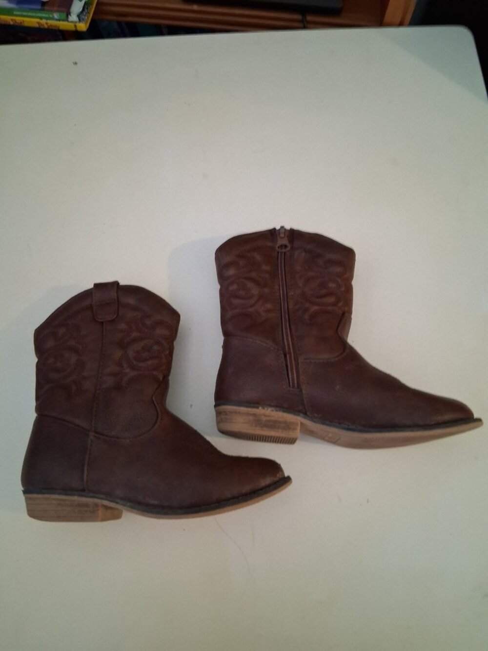 Cat & Jack Brown Cowboy Boots Little Girls Size 11 - Picture 2 of 5